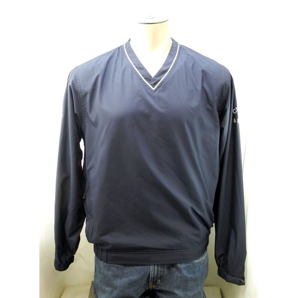 Cutter & Buck Navy Blue V-Neck Long Sleeve Golf Wind Pullover - Men's M - Picture 1 of 7